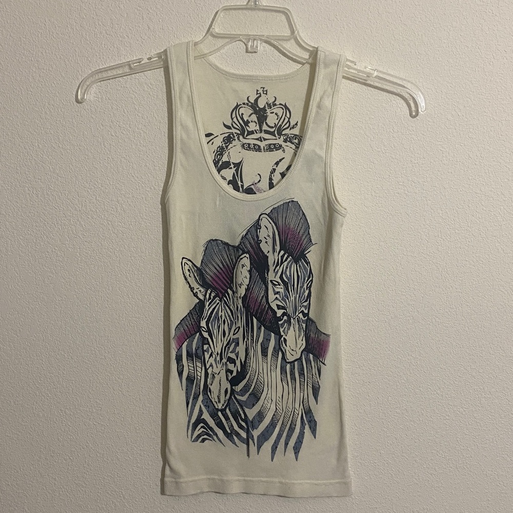 NWOT KEY CLOSET Y2K Streetwear Zebra Print Tank Top Size M